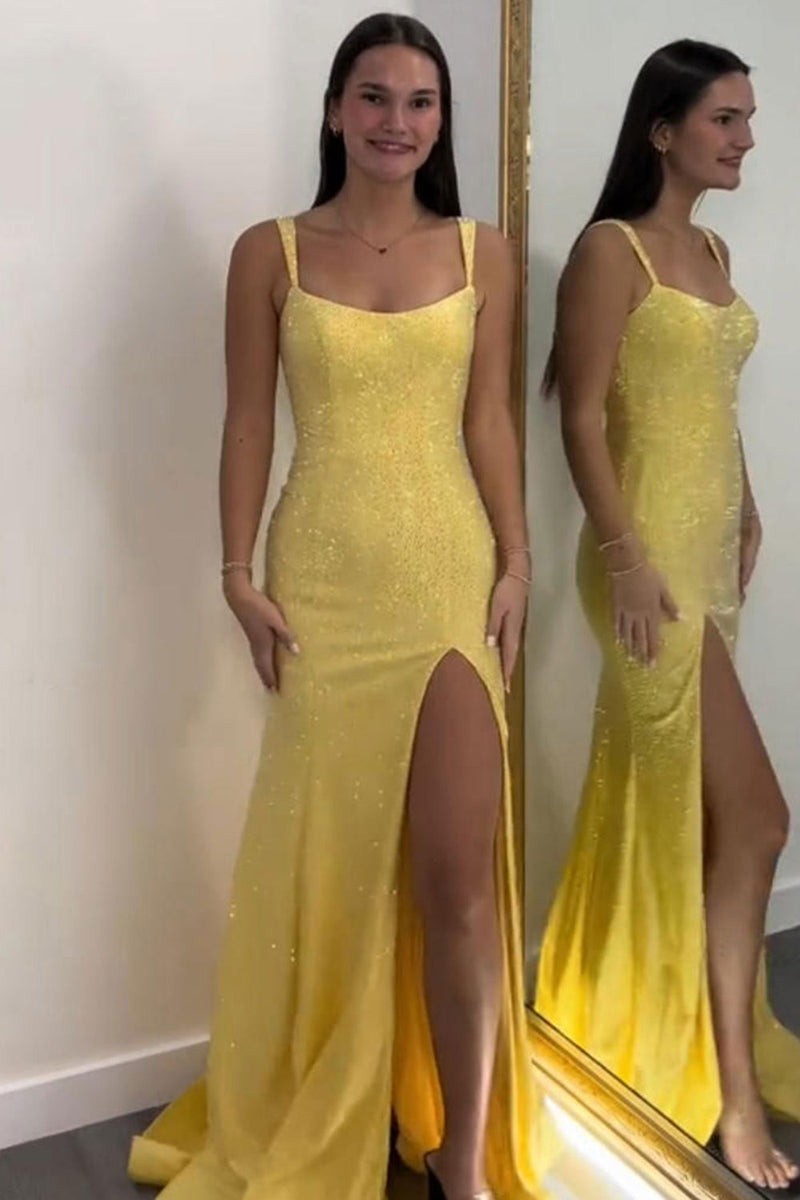 Load image into Gallery viewer, Sparkly Royal Blue Mermaid Long Prom Dress with Slit