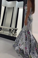 Load image into Gallery viewer, Sparkly Silver Mermaid Strapless Long Prom Dress