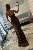 Load image into Gallery viewer, Coffee Corset Mermaid Cut Out Prom Dress with Slit