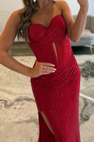 Load image into Gallery viewer, Coffee Corset Mermaid Cut Out Prom Dress with Slit