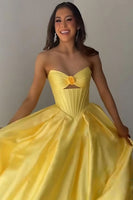 Load image into Gallery viewer, Pink 3D Flower A Line Satin Corset Long Prom Dress