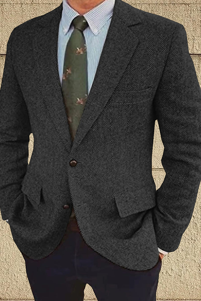 Load image into Gallery viewer, Notched Lapel Brown Tweed Men&#39;s Prom Blazer