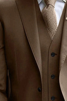 Brown Notched Lapel Silm Fit 3 Pieces Men's Prom Suits