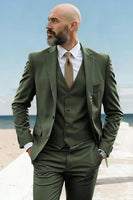 Load image into Gallery viewer, Notched Lapel 3 Pieces Army Green Men&#39;s Prom Suits