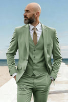 Load image into Gallery viewer, Notched Lapel 3 Pieces Army Green Men&#39;s Prom Suits