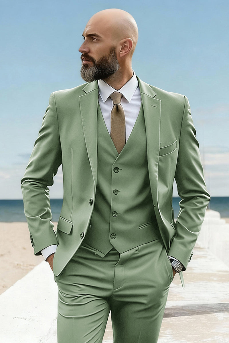 Load image into Gallery viewer, Notched Lapel 3 Pieces Army Green Men&#39;s Prom Suits