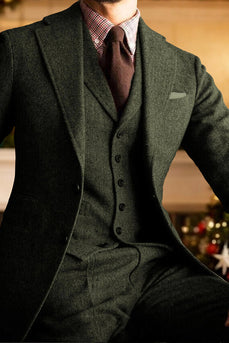 Army Green Notched Lapel Slim Fit 3 Pieces Men's Prom Suits