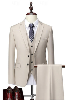 Classic 3 Pieces Notched Lapel Light Khaki Men's Prom Suits