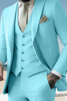 Load image into Gallery viewer, 3 Pieces Sage Peaked Lapel Classic Men&#39;s Prom Suits