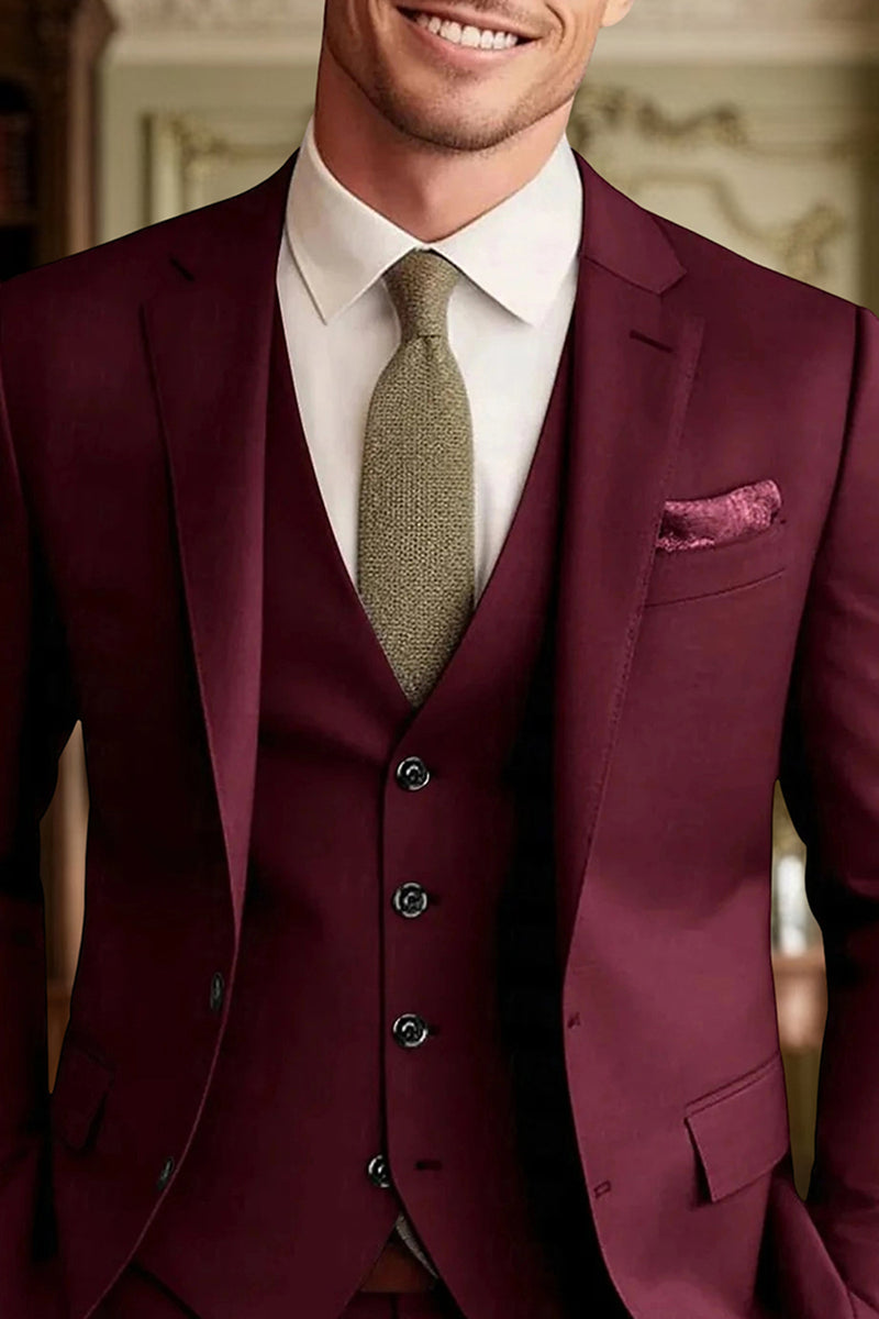 Load image into Gallery viewer, Notched Lapel Dark Green Single Breasted 3 Pieces Men&#39;s Prom Suits