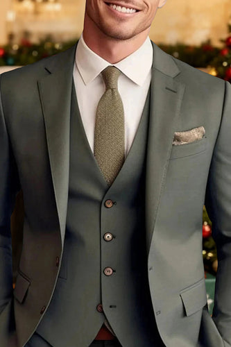 Notched Lapel Dark Green Single Breasted 3 Pieces Men's Prom Suits