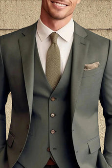 Notched Lapel Dark Green Single Breasted 3 Pieces Men's Prom Suits