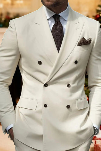 Ivory 2 Pieces Peaked Lapel Slim Fit Men's Prom Suits