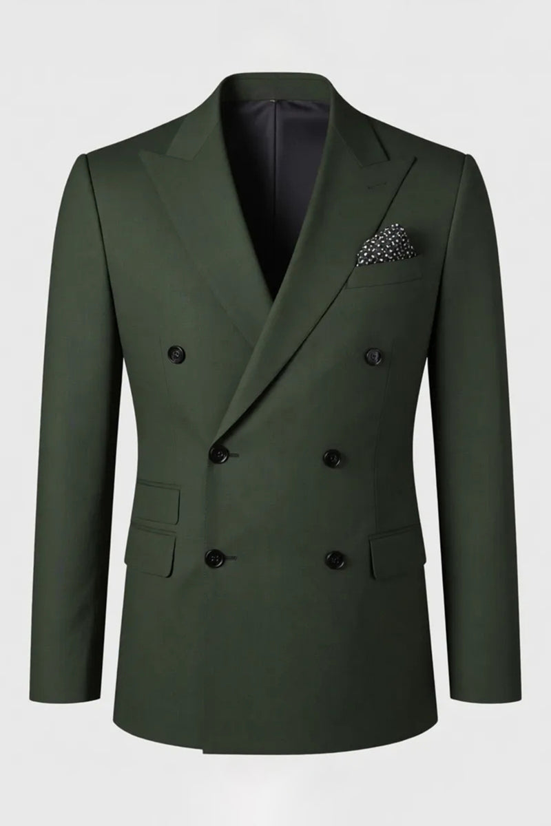 Load image into Gallery viewer, Dark Green Slim Fit Peaked Lapel 2 Pieces Men&#39;s Prom Suits