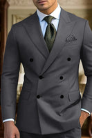 Load image into Gallery viewer, Dark Green Slim Fit Peaked Lapel 2 Pieces Men&#39;s Prom Suits