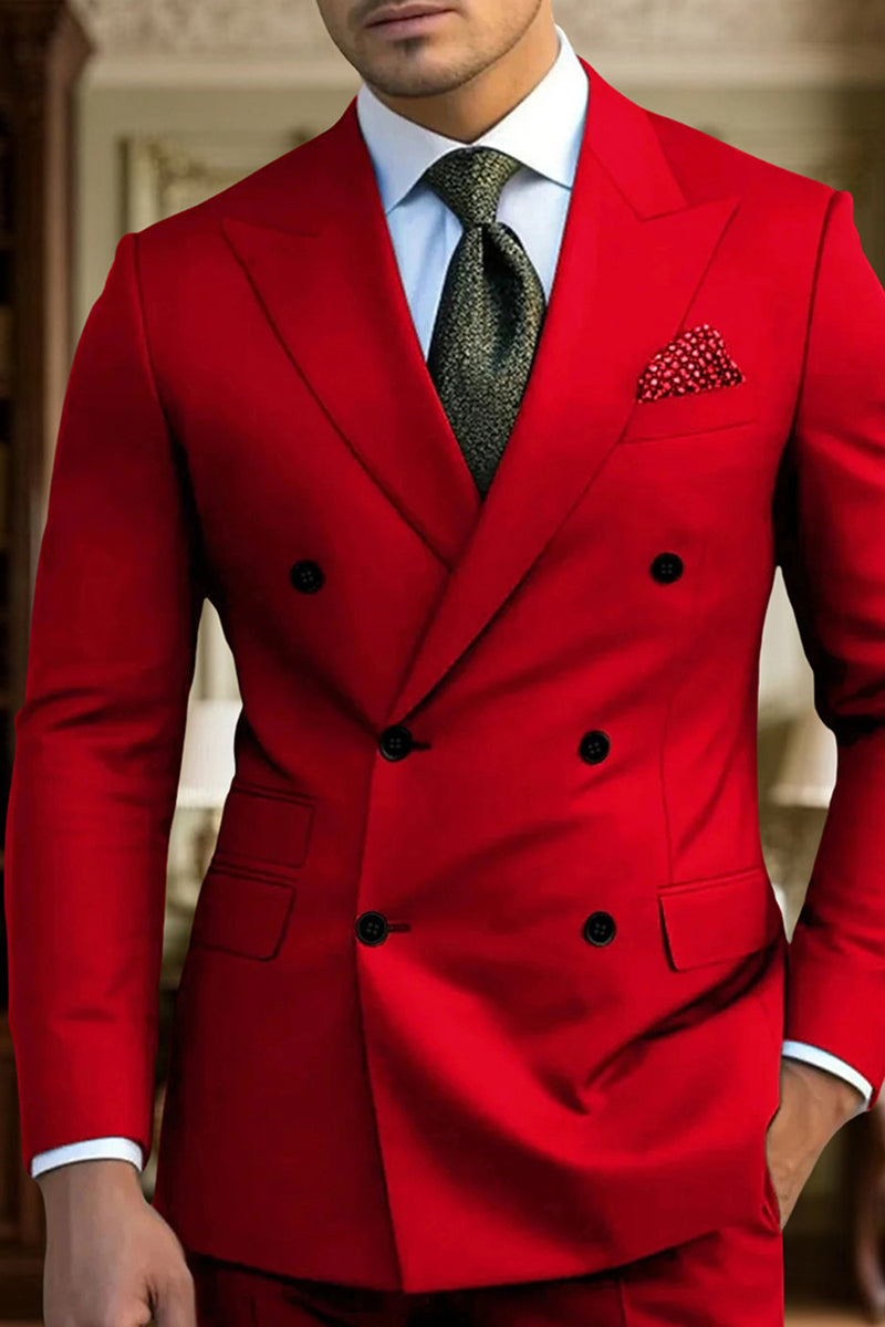 Load image into Gallery viewer, Dark Green Slim Fit Peaked Lapel 2 Pieces Men&#39;s Prom Suits