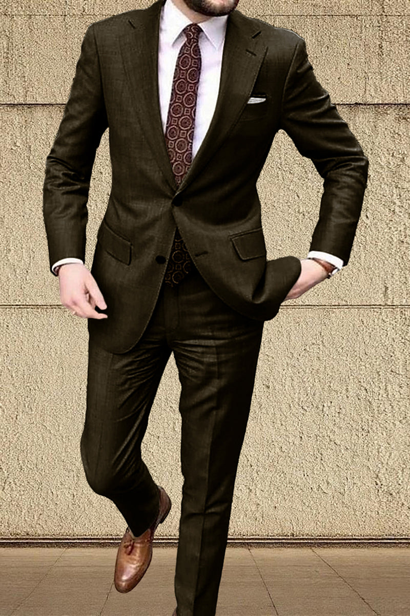 Load image into Gallery viewer, Khaki Notched Lapel Slim Fit Classic 2 Pieces Men&#39;s Prom Suits