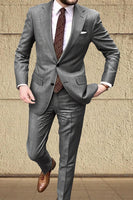 Load image into Gallery viewer, Khaki Notched Lapel Slim Fit Classic 2 Pieces Men&#39;s Prom Suits