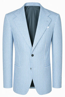 Notched Lapel Stripe Light Blue 2 Pieces Men's Prom Suits