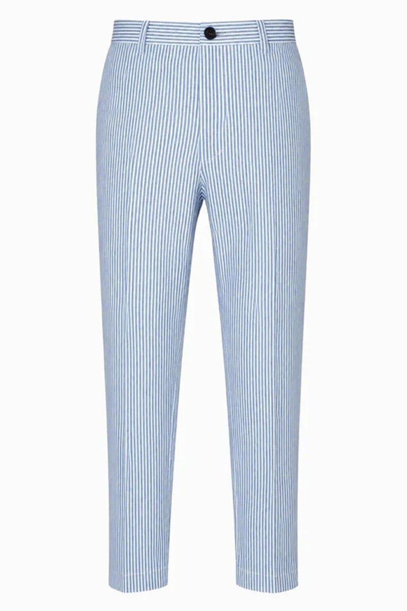 Load image into Gallery viewer, Notched Lapel Stripe Light Blue 2 Pieces Men&#39;s Prom Suits