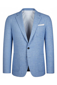 Checkered Notched Lapel Sky Blue 2 Pieces Men's Prom Suits