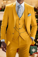 Load image into Gallery viewer, Yellow Notched Lapel 3 Pieces Classic Men&#39;s Prom Suits