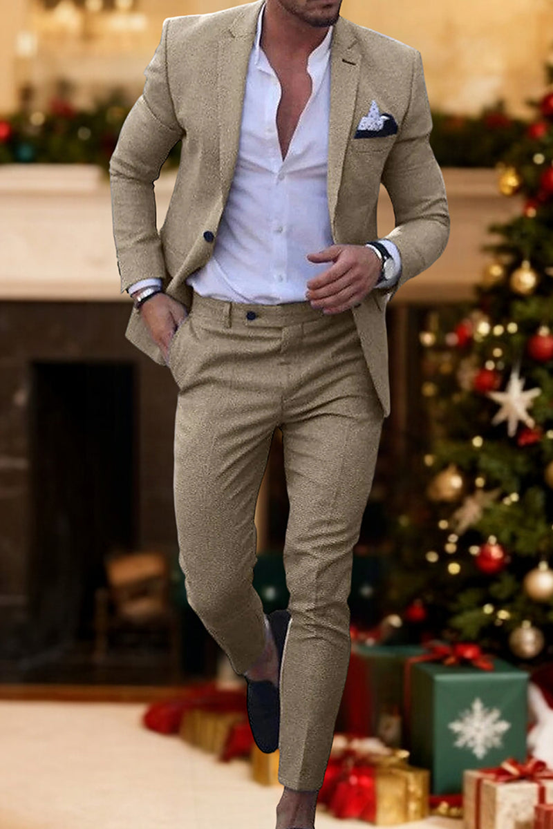 Load image into Gallery viewer, Champagne Notched Lapel 2 Pieces Men&#39;s Prom Suits