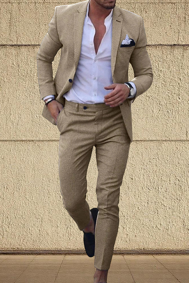 Load image into Gallery viewer, Champagne Notched Lapel 2 Pieces Men&#39;s Prom Suits