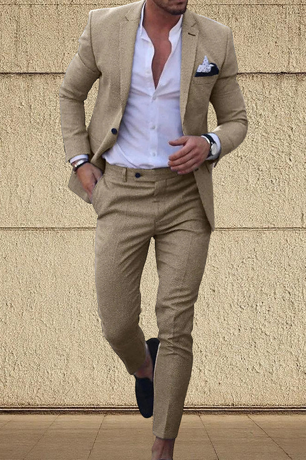 Champagne Notched Lapel 2 Pieces Men's Prom Suits