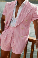 Load image into Gallery viewer, Peaked Lapel 2 Pieces Stripe Green Men&#39;s Prom Suits