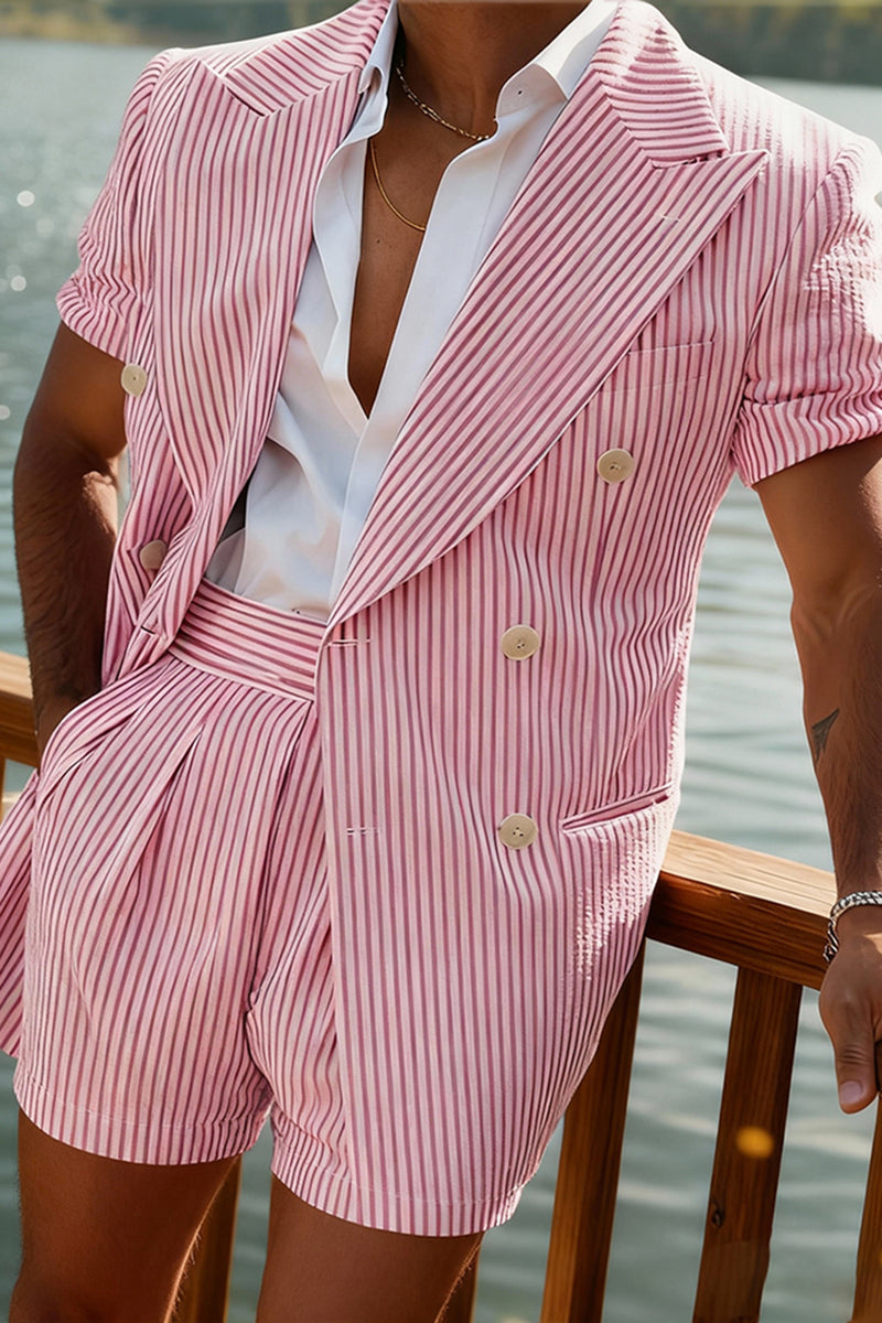 Load image into Gallery viewer, Peaked Lapel 2 Pieces Stripe Green Men&#39;s Prom Suits