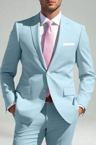 Notched Lapel Single Breasted 2 Pieces Sky Blue Men's Prom Suits