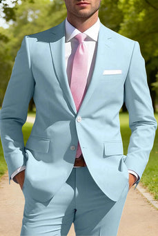Notched Lapel Single Breasted 2 Pieces Sky Blue Men's Prom Suits
