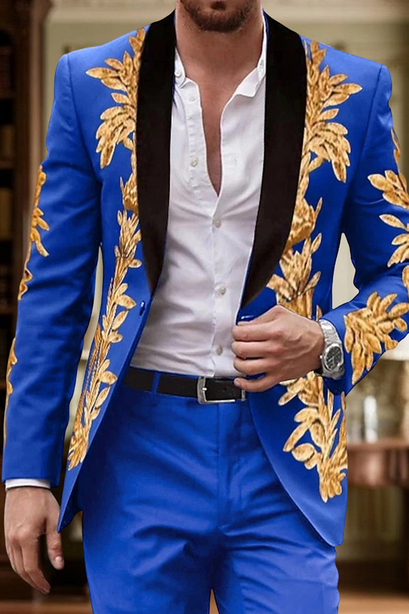 Load image into Gallery viewer, Shawl Lapel Applique 2 Pieces Purple Men&#39;s Prom Suits