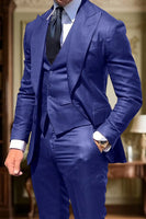 Load image into Gallery viewer, Peaked Lapel Silm Fit 3 Pieces Black Men&#39;s Prom Suits