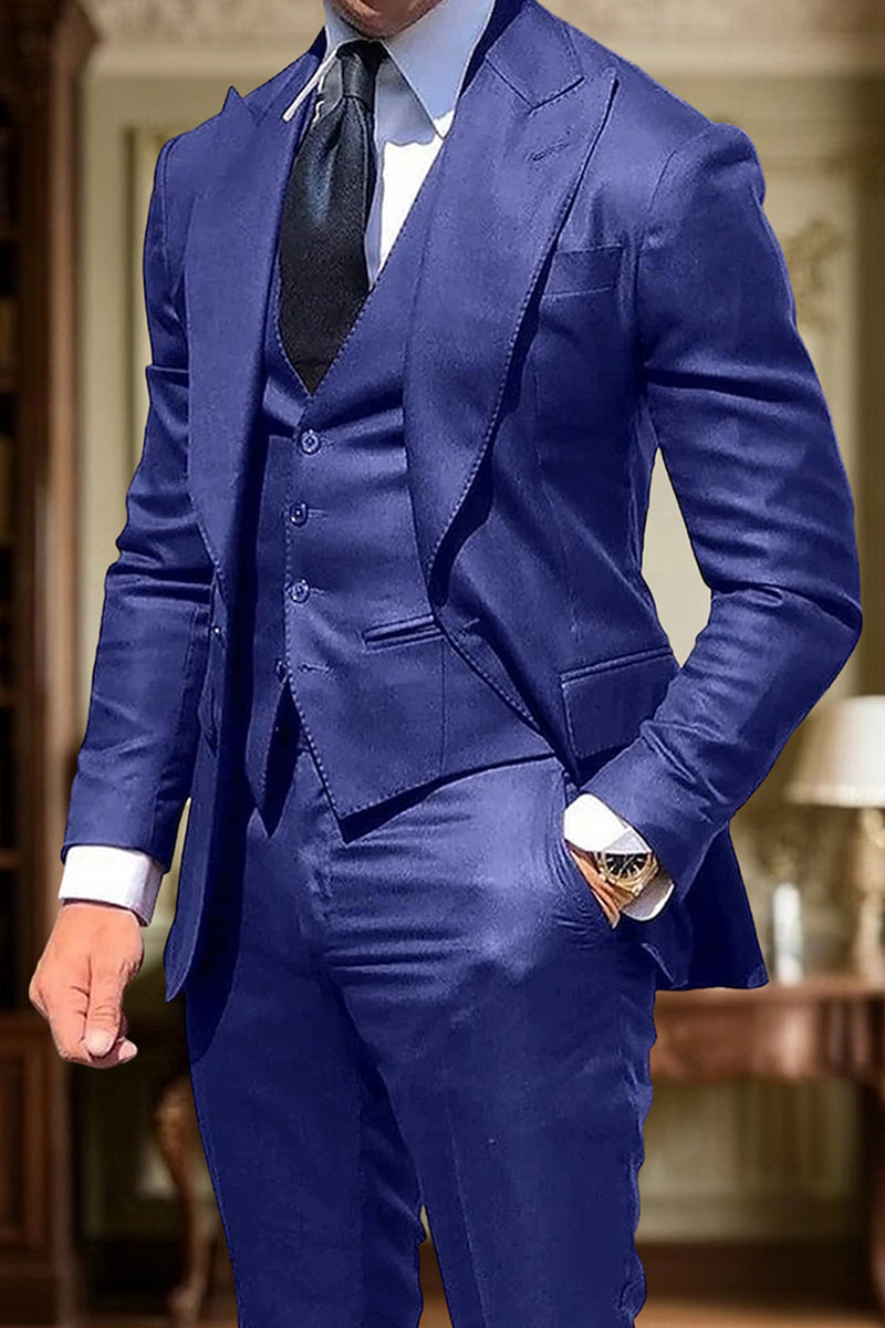 Load image into Gallery viewer, Peaked Lapel Silm Fit 3 Pieces Black Men&#39;s Prom Suits