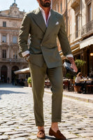 Load image into Gallery viewer, Peaked Lapel Double Breasted 2 Pieces Fuchsia Men&#39;s Prom Suits