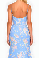 Load image into Gallery viewer, Blue Pink Floral Mermaid Spaghetti Straps Prom Dress