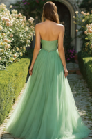 Load image into Gallery viewer, Light Green Princess Sweetheart Corset Prom Dress