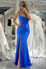 Load image into Gallery viewer, Mermaid Spaghetti Straps Royal Blue Long Prom Dress With Slit
