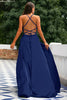 Load image into Gallery viewer, Dark Green Backless Satin Prom Dress with Slit