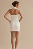 Load image into Gallery viewer, Halter Neck A Line Satin Knee Length Little White Dress