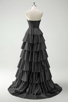 Load image into Gallery viewer, Green Sweetheart Princess Tiered Long Corset Prom Dress