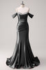 Load image into Gallery viewer, Golden Mermaid Cold Shoulder Sequined Ruched Long Prom Dress