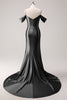 Load image into Gallery viewer, Golden Mermaid Cold Shoulder Sequined Ruched Long Prom Dress