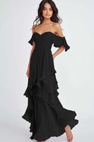 Load image into Gallery viewer, Ruffled Pleated Lilac Off the Shoulder A Line Formal Dress