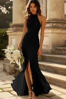 Load image into Gallery viewer, Halter Dusty Sage Mermaid Ruffles Chiffon Bridesmaid Dress