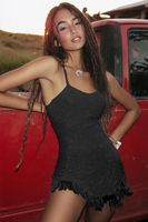 Load image into Gallery viewer, Sparkly Sequins White Spaghetti Straps Tassel Graduation Dress