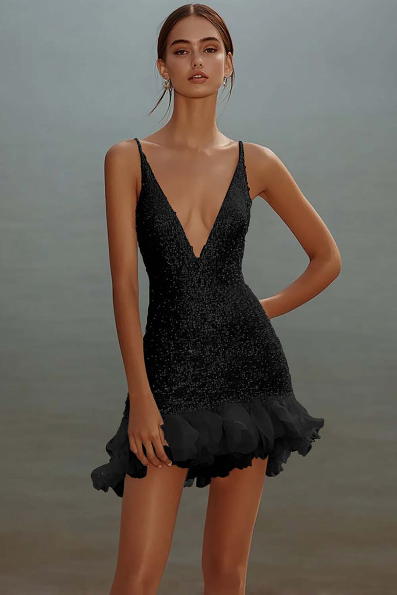 Load image into Gallery viewer, White Bodycon Spaghetti Straps Sequin Short Graduation Dress