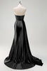 Load image into Gallery viewer, Navy Mermaid V Neck Corset Beaded Prom Dress with Slit